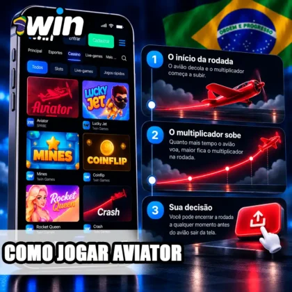Tela do Aviator no celular com esquema de três etapas de uma rodada, sem resultados inventados.